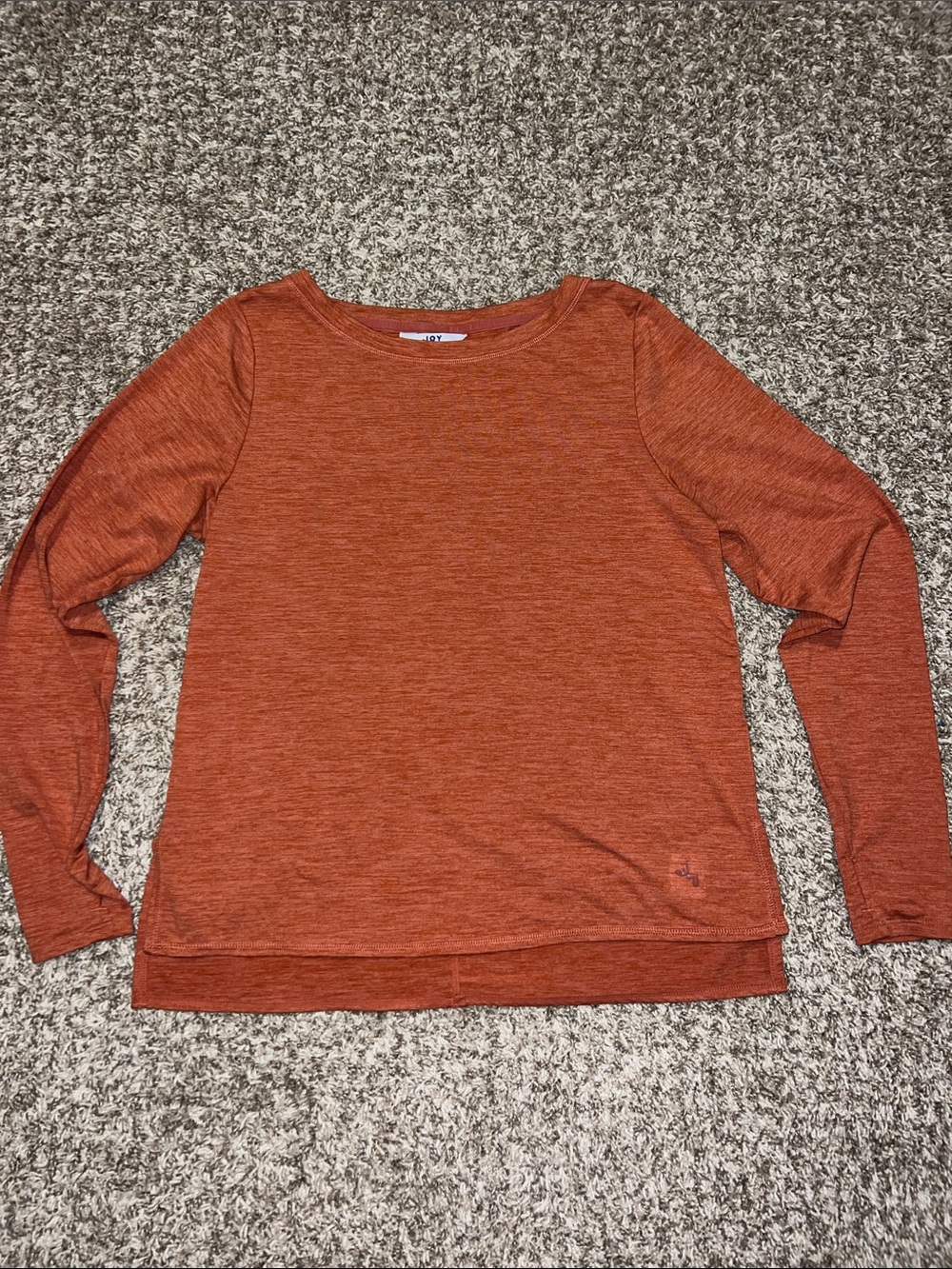JoyLab Comfy Long Sleeve Crewneck - Burnt Orange Hi Lo Athletic Shirt Sz M